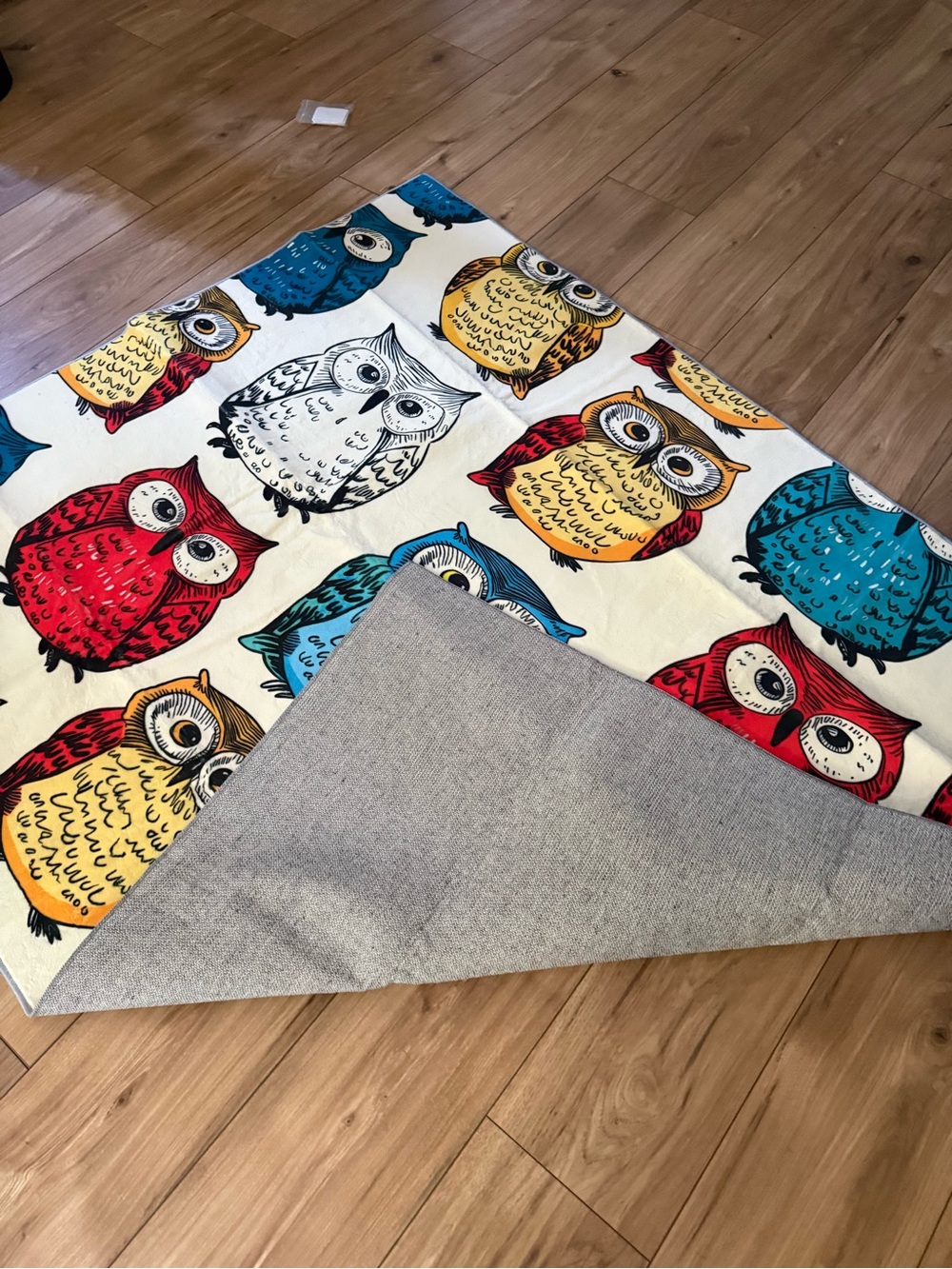 Colorful Owl Pattern Indoor Mat - Blue, Red, Yellow, White